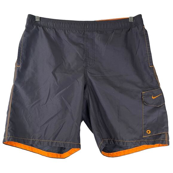 Nike Grey Orange Swim Athletic Shorts Reg Size M - Picture 1 of 2